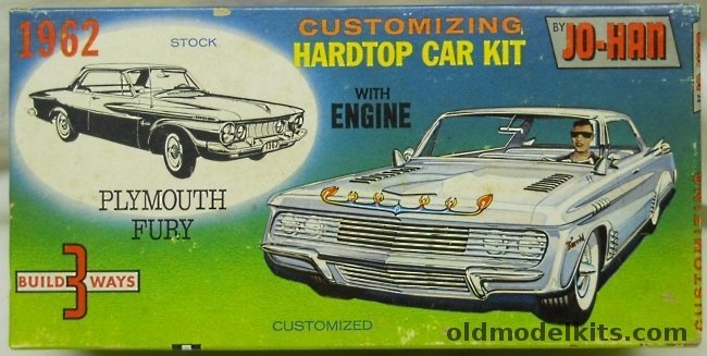 Jo-Han 1/25 1962 Plymouth Fury 2 Door Hardtop Build 3 Ways - Stock / Custom / Drag or Track, 4462-E149 plastic model kit